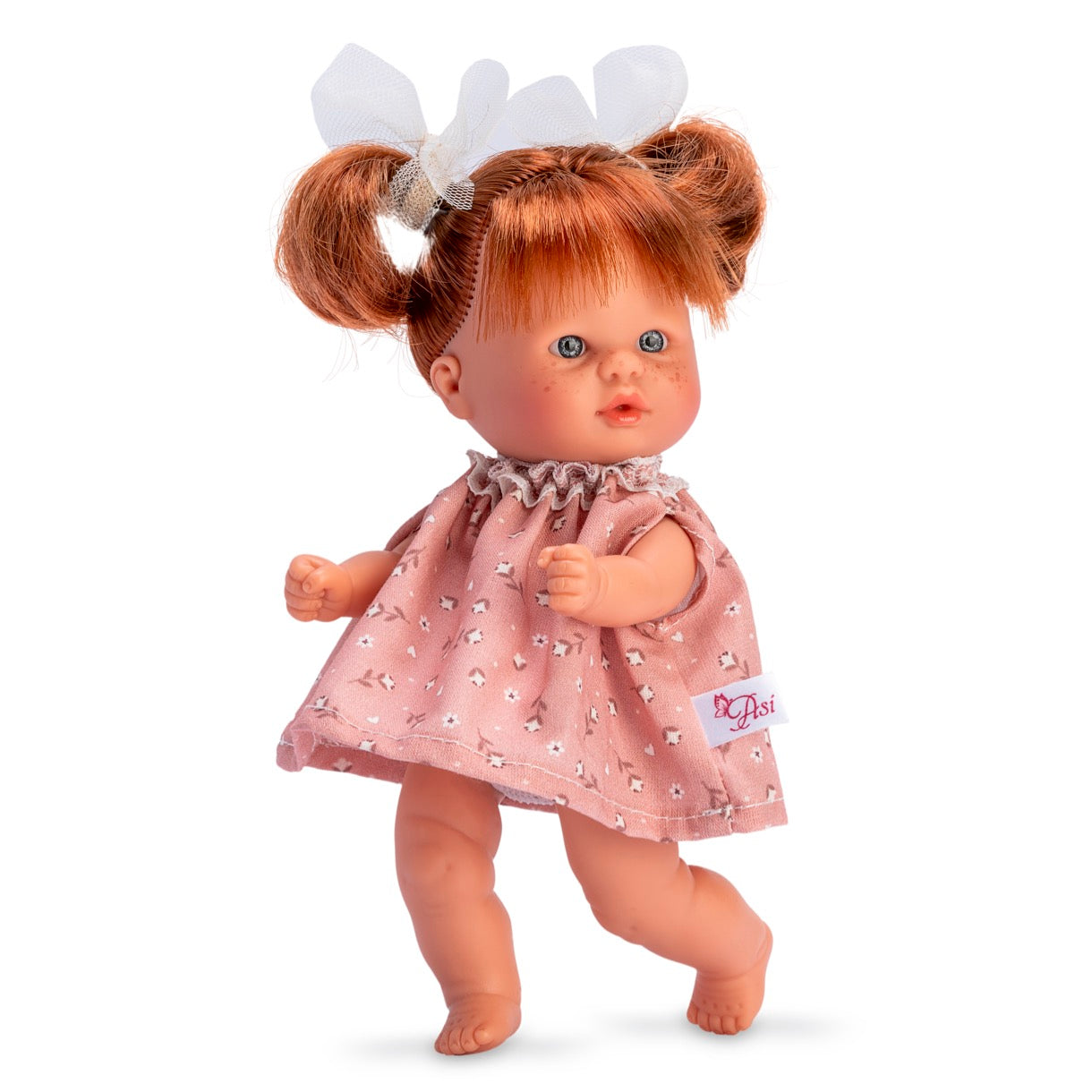 Bomboncin Vestido Rosa Flor Beige Lazos Coletas de Tul
