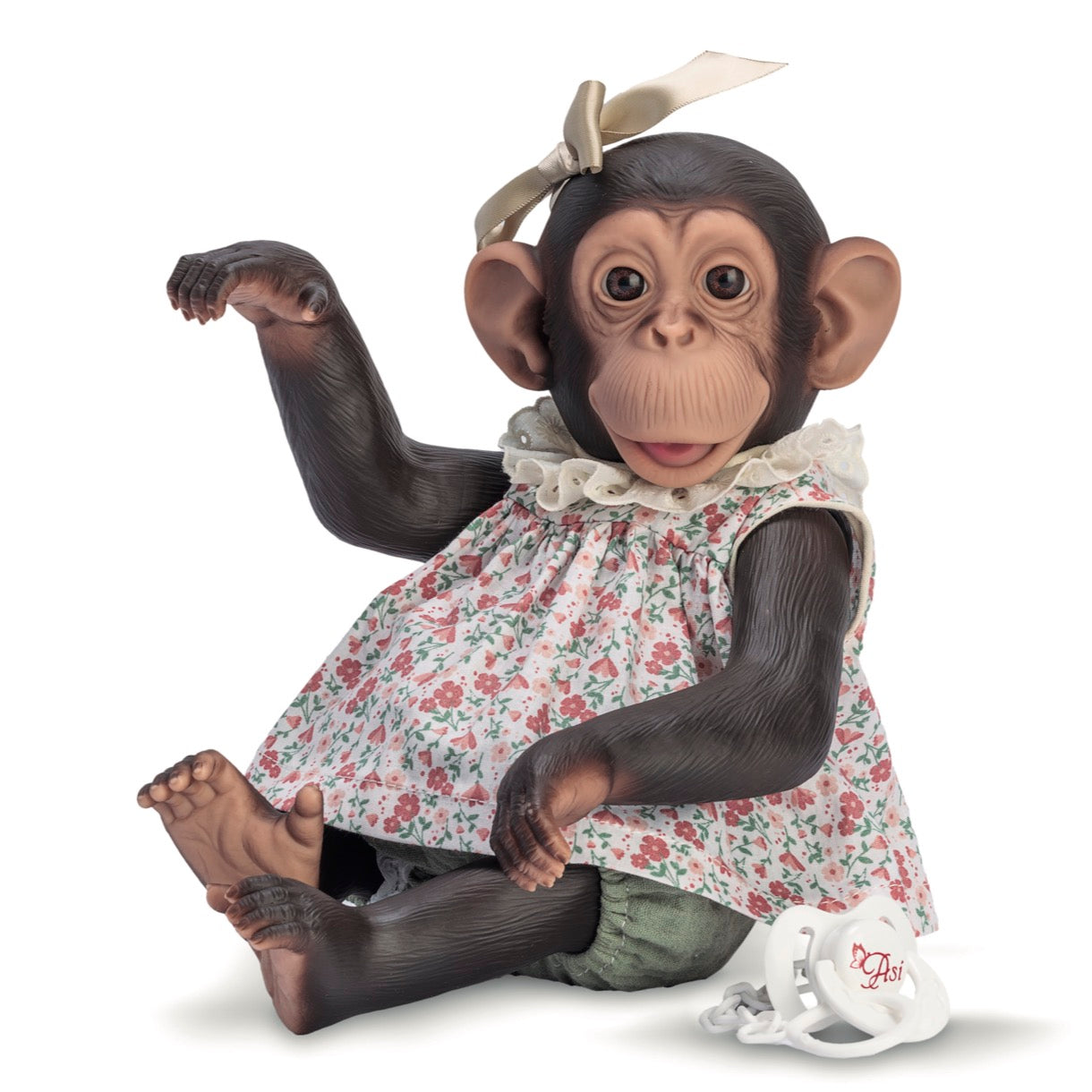 Lola la Chimpancé Vestido Flores Salmón Musa Verde