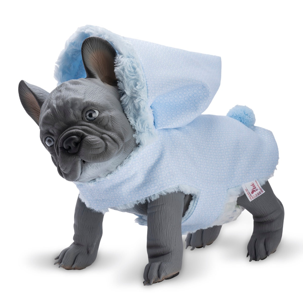 Nono el Bulldog Gris Abrigo Pelo Azul