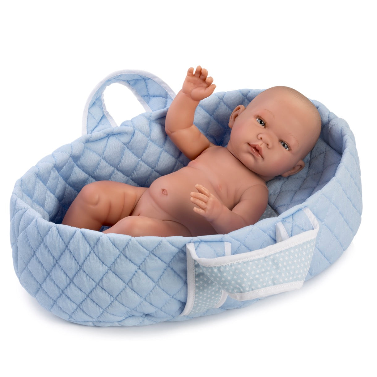 Capazo Grande Azul Estrellas Blancas (muñecos 42-46cm)