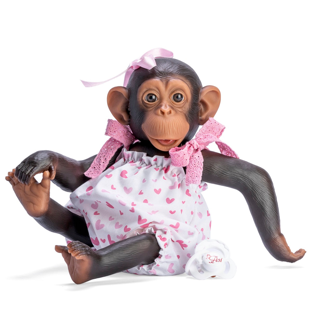 Lola la Chimpancé Pelele Corazones Lazos Puntilla Rosa