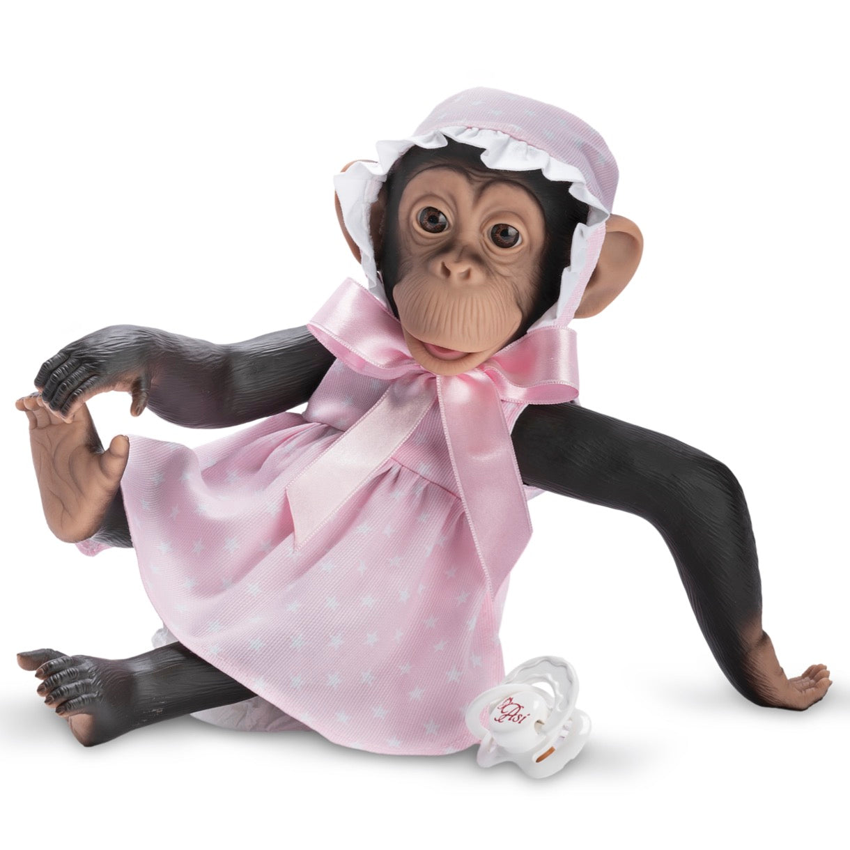 Lola la Chimpancé Vestido Rosa Estrellas Blancas