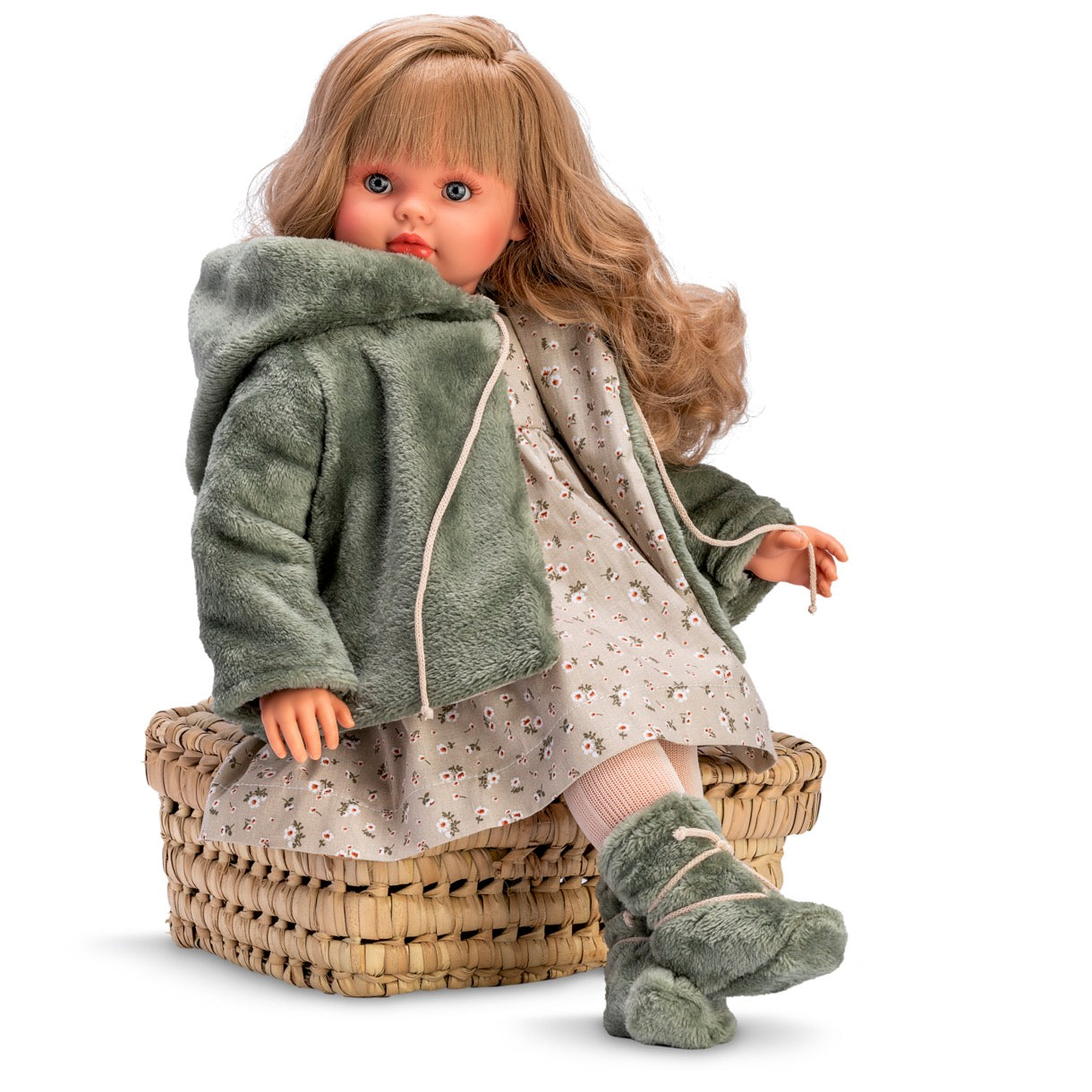 Pepa Conjunto Trenca Verde Vestido Flores Verdes