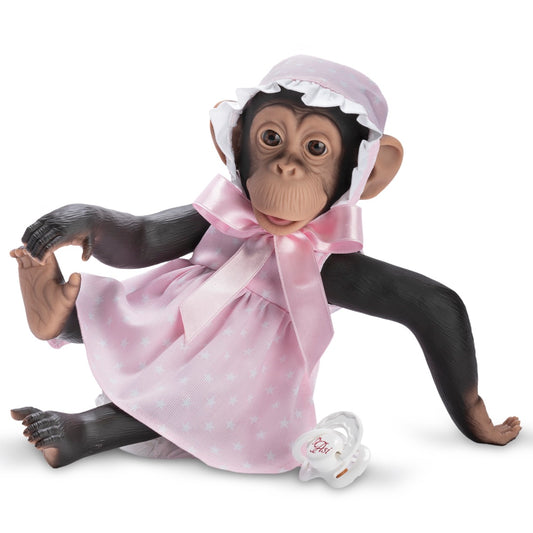 Lola la Chimpancé Vestido Rosa Estrellas Blancas