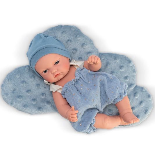 Gordi con Pelele Rosa y Cojín Nube Azul