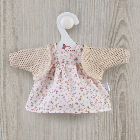 Vestido Bomboncín Flores Rosas Chaqueta Beige