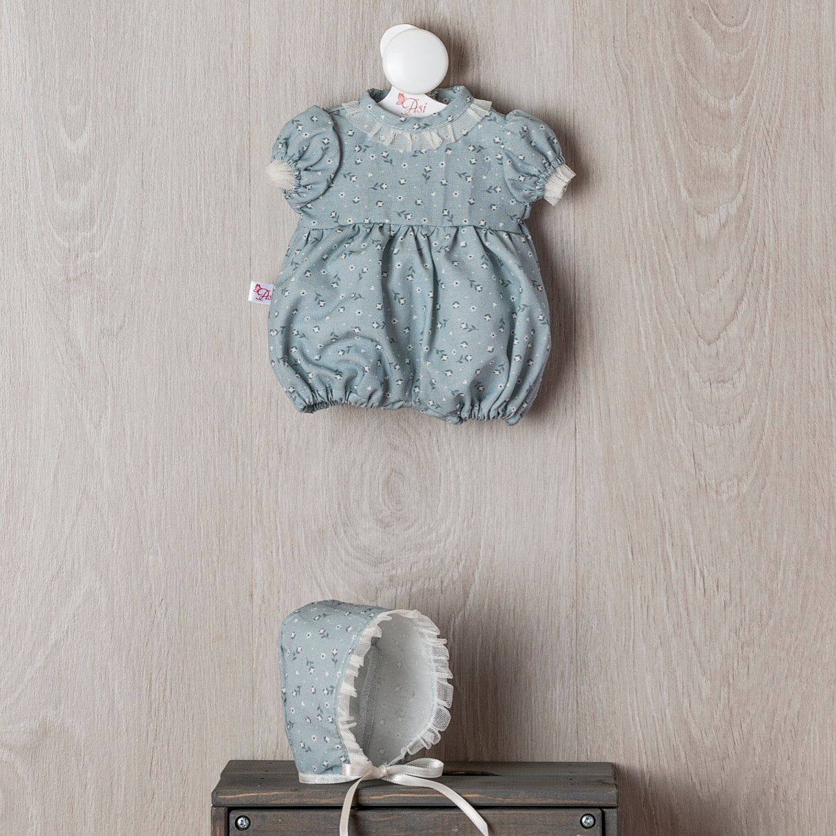 Conjunto Koke Pelele Azul Flor Beige Tul Beige