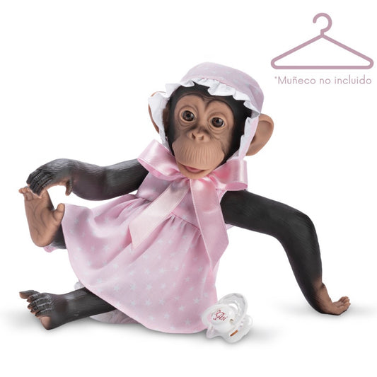 Vestido Lola la Chimpancé Rosa Estrellas Blancas